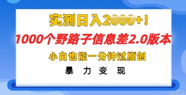 2025抖音1000个野路子信息差最新玩法，一分钟过原创，暴力变现月入几k-要创业网
