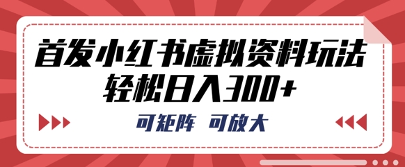 首发小红书虚拟资料玩法，可矩阵，可放大，轻松日入3张-要创业网