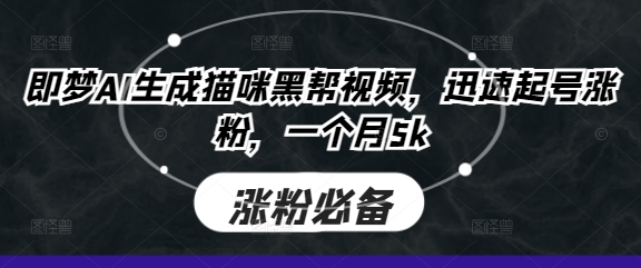 即梦AI生成猫咪黑帮视频，迅速起号涨粉，一个月5k-要创业网