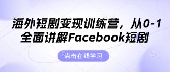 海外短剧变现训练营，从0-1全面讲解Facebook短剧-要创业网