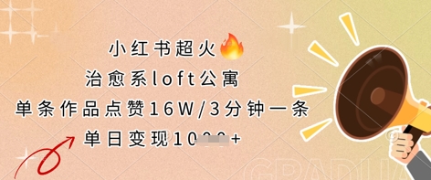 小红书超火的治愈系loft公寓，单条作品点赞16W，3分钟一条，单日变现数张-要创业网