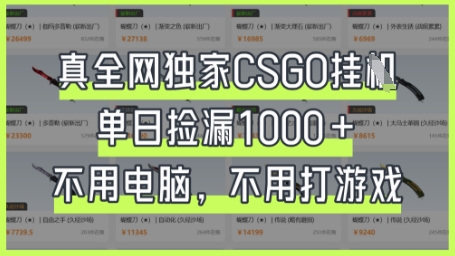 真全网独家CSGO挂G，单日捡漏1k+【揭秘】-要创业网